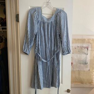 Universal Thread Blue and White Striped Linen Dress
